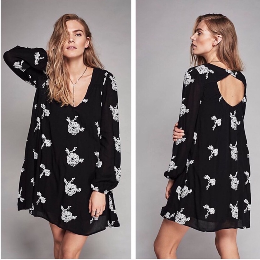 Beautiful Free People Dress Black With White Sz S